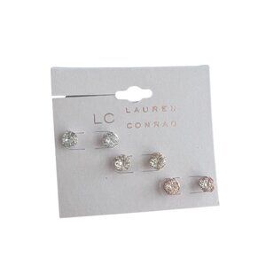 LC Lauren Conrad Textured Stud Earrings Set | Silver & Gold Tone